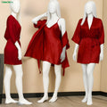 Moodora Premium Satin Sleepwear Set – Robe &amp; Spaghetti Strap Nightdress