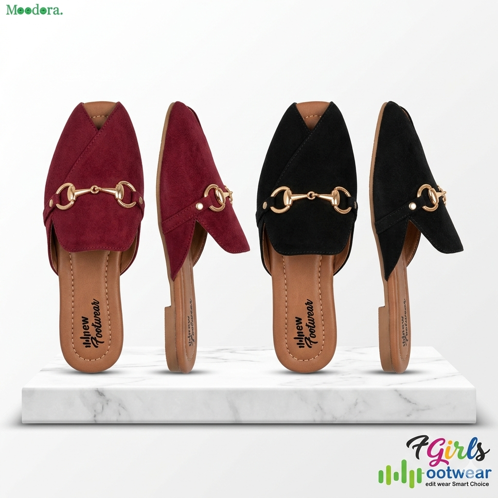 Moodora Genuine Leather Peshawri Kheri Style Flat Slippers for Women