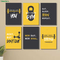 Moodora set of 6 Motivational sticky canvas frames for wall decore