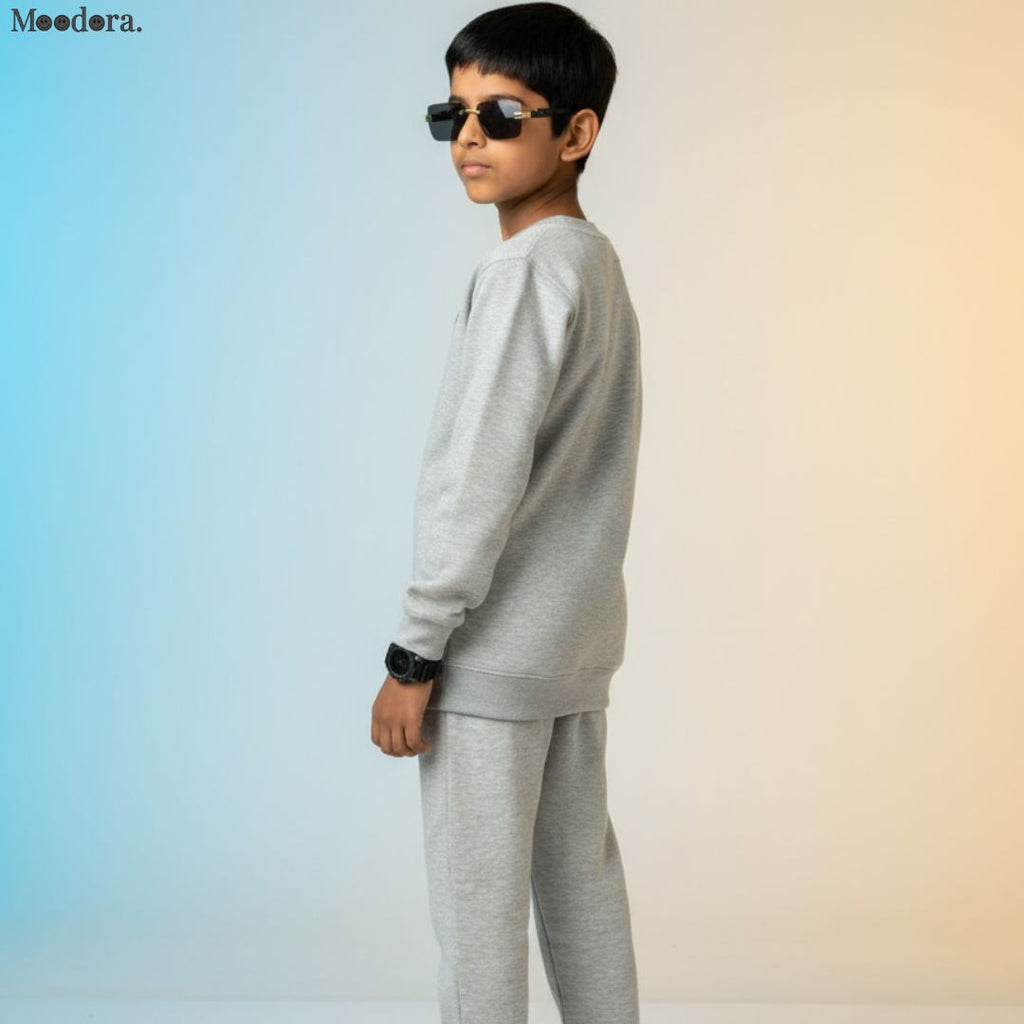 Moodora Kids Winter Tracksuit – Sweatshirt & Pajama 2-Piece Set for Boys & Girls