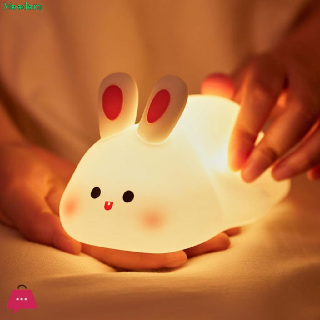 Moodora Silicone Rabbit Night Lamp – Rechargeable Touch Bunny Lamp for Kids