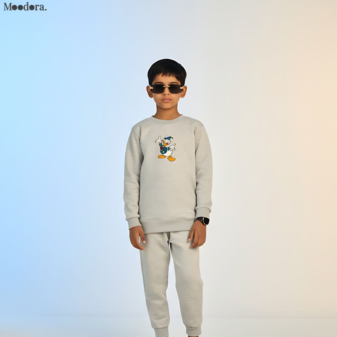 Moodora Kids Winter Tracksuit – Sweatshirt & Pajama 2-Piece Set for Boys & Girls