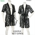 Moodora Couple Matching Romantic Robe Set – Elegant Net Nightwear (Pack of 2)