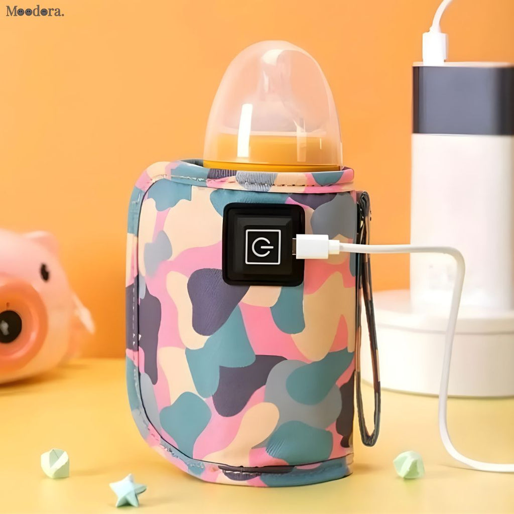 Moodora Portable USB Baby Bottle Warmer – Travel Milk Heating Sleeve