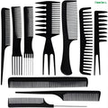 Moodora 10 Pcs Professional Salon Hair Comb Kit – Multipurpose Barber &amp; Hair Styling Set