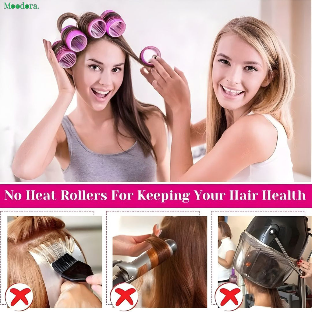 Moodora Magic Self-Grip Hair Rollers (12 Pcs) – DIY Styling Curlers for Effortless Curls