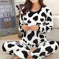 Moodora White Cow Printed Tracksuit – Stylish & Comfortable Winter Wear