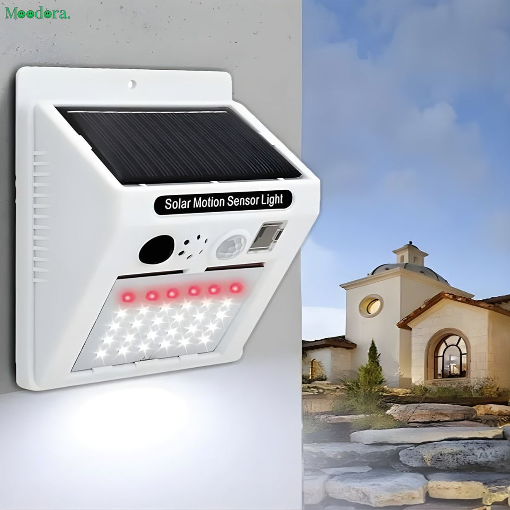 Moodora Solar Alarm Security Lamp with Motion Sensor &amp; Remote Control