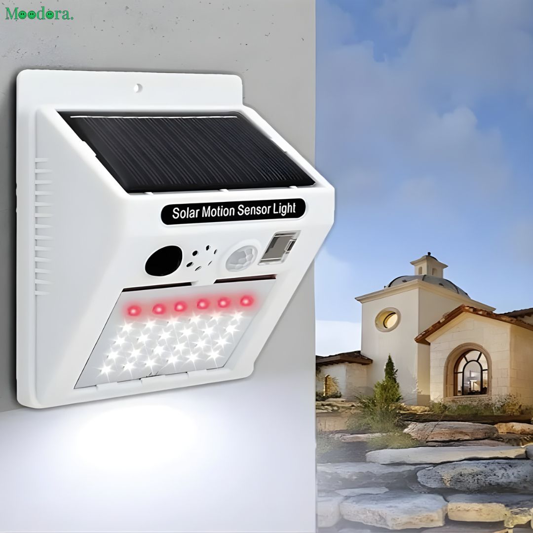 Moodora Solar Alarm Security Lamp with Motion Sensor &amp; Remote Control
