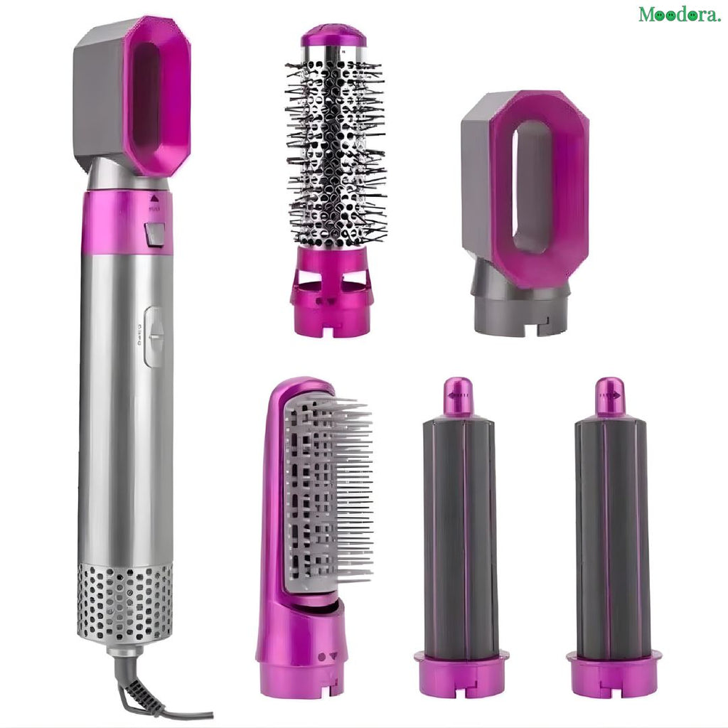 Moodora 5 In 1 Ionic Hair Styler Brush – Straightener, Curler, Dryer &amp; Volumizer