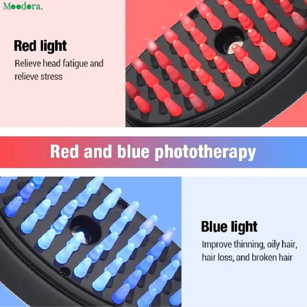 Moodora Rechargeable Electric Hair Growth Comb – Steam Spray & LED Scalp Massager