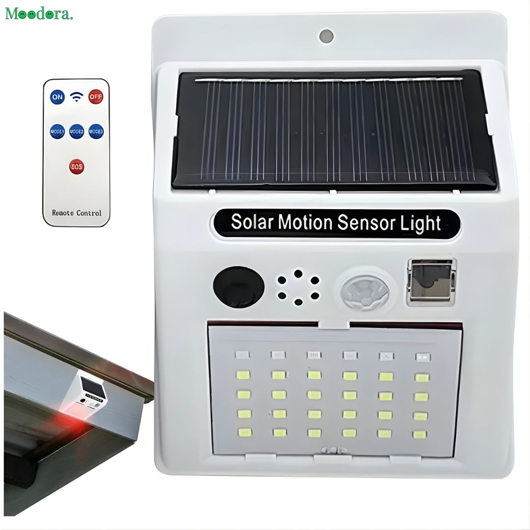Moodora Solar Alarm Security Lamp with Motion Sensor &amp; Remote Control