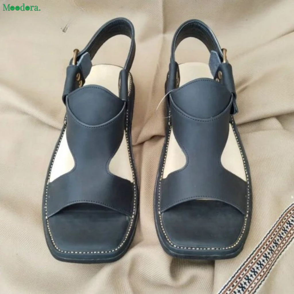 Moodora Men’s Premium Black Panjadara Chappal – Handmade Leather