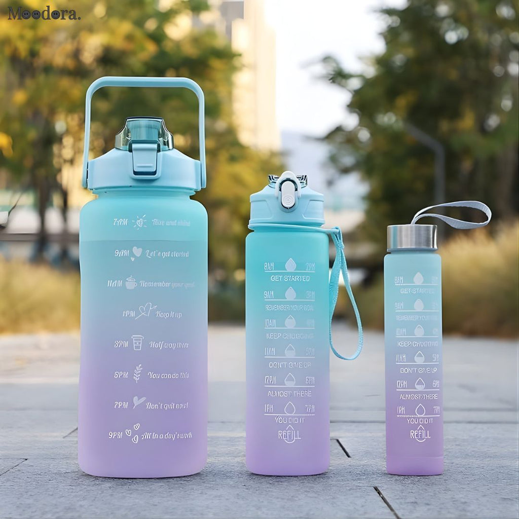 Moodora 3-Piece Sports Water Bottle Set