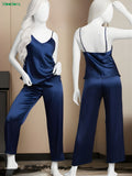 Moodora Satin Sleepwear Set – Spaghetti Top &amp; Loose Trouser