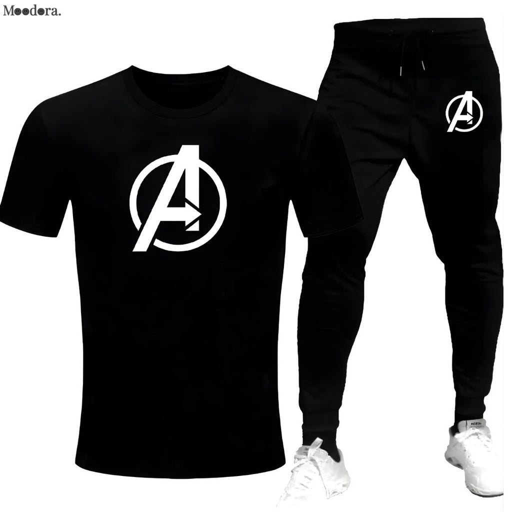 Moodora Men’s Casual T-Shirt &amp; Trouser Set – Gym &amp; Daily Wear