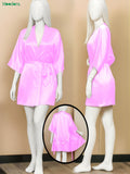 Moodora Satin Short Robe with Waist Tie