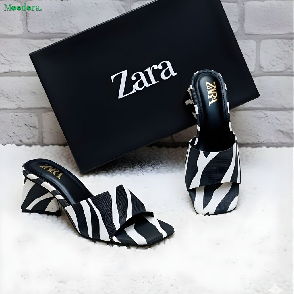 Moodora Zebra Print Block Heel Mules – Chic Slip-On Sandals