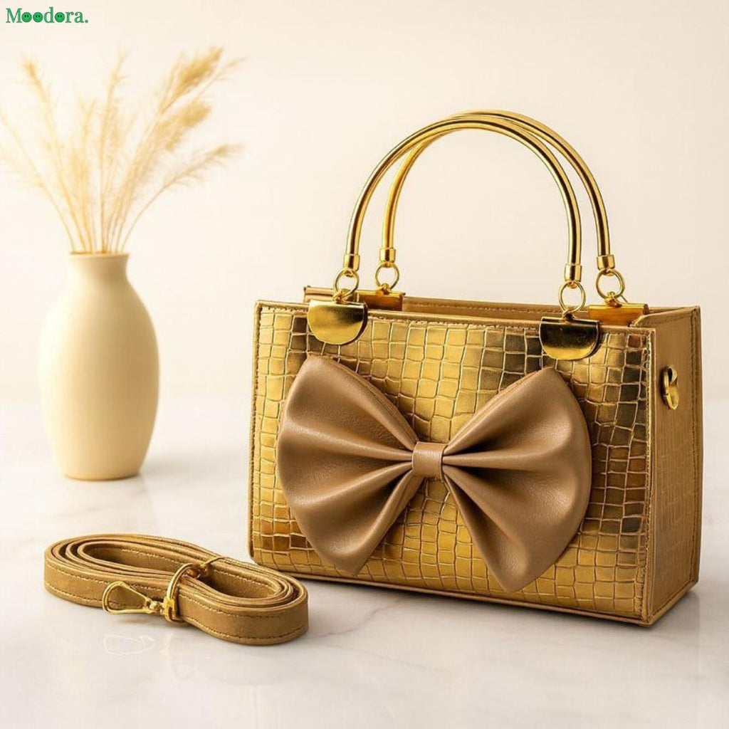 Moodora Crocodile Bow Handbag – Elegant &amp; Durable Design