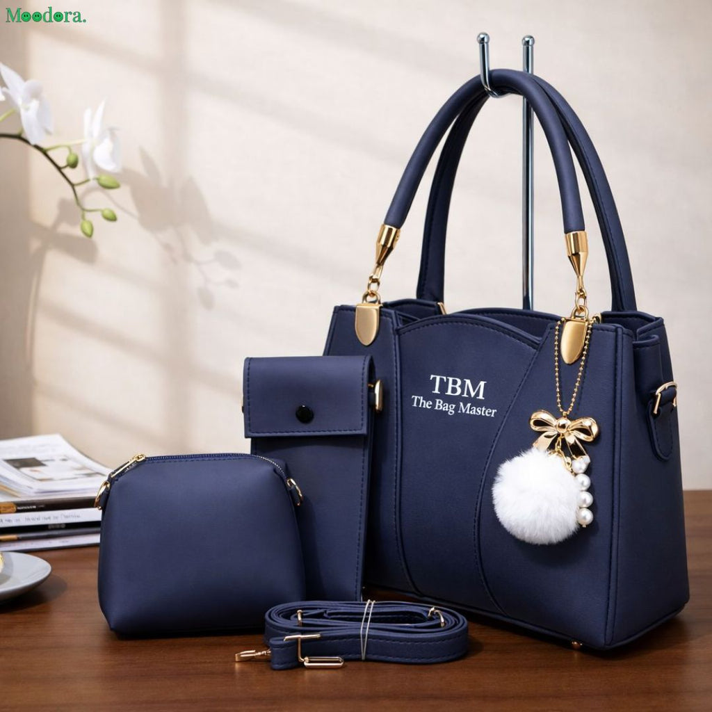 Moodora 3 Piece Black Handbag Set – Stylish &amp; Everyday Carry
