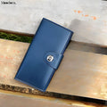 Moodora Tri-Fold Genuine Leather Long Wallet – Unisex Cow Leather Cash, Mobile & Card Holder