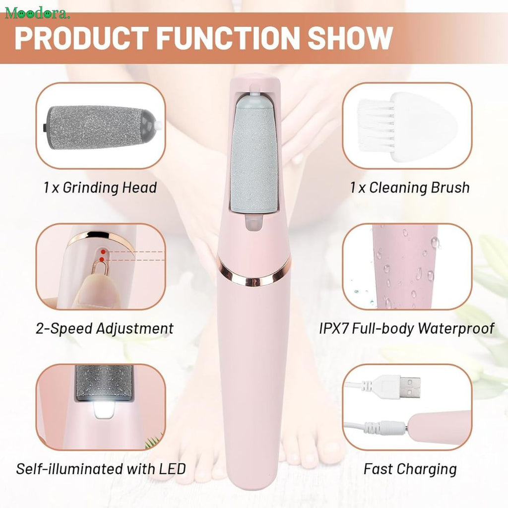 Moodora Rechargeable Callus Remover – Portable Foot Care Device