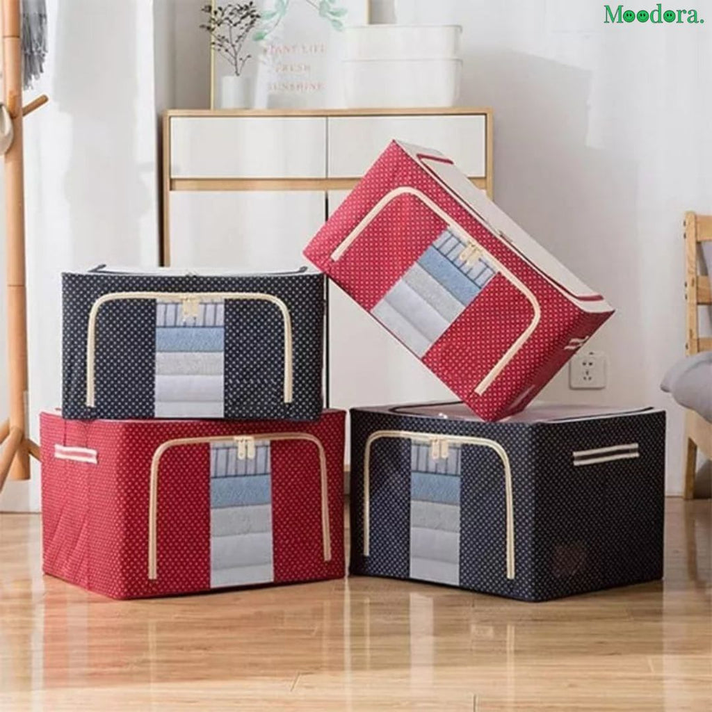 Moodora Foldable Metal Frame Clothes Storage Organizer Bag