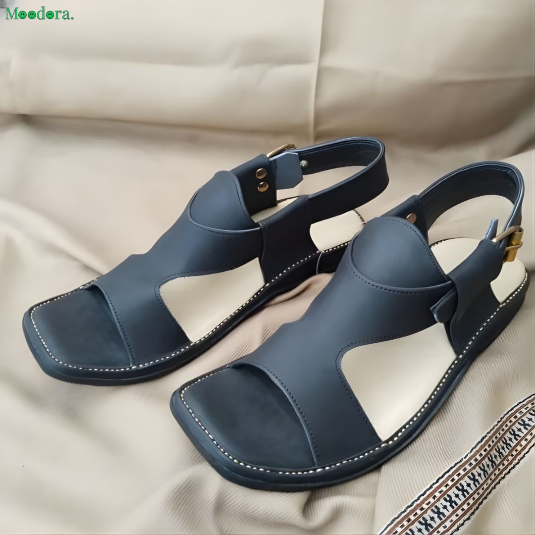 Moodora Men’s Premium Black Panjadara Chappal – Handmade Leather
