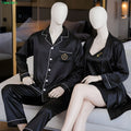 Moodora Couple Silk Sleepwear Set – Pajama & Robe (4 Pcs)