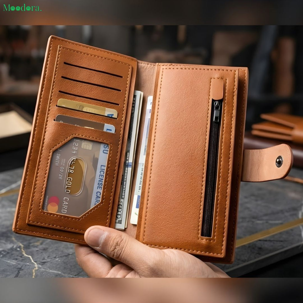 Moodora Genuine Leather Slim Bifold Wallet for Men