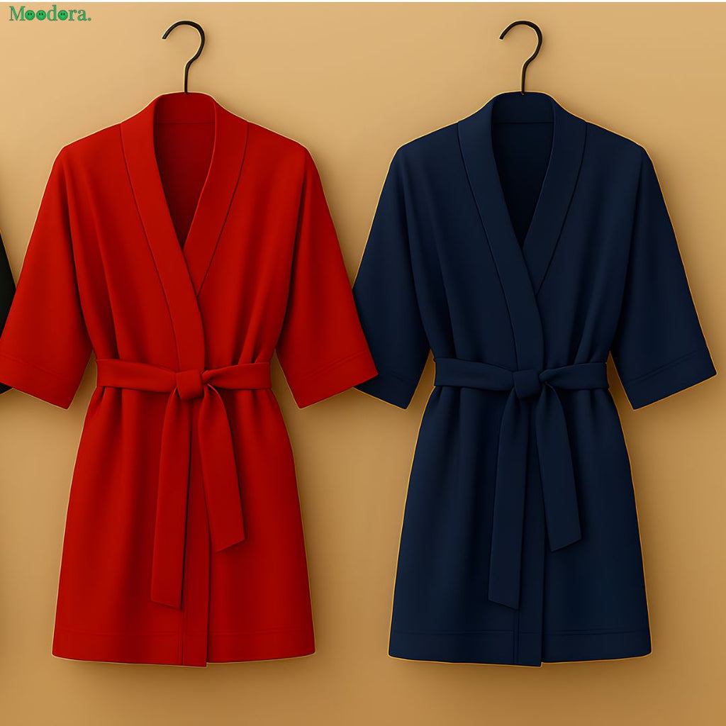 Moodora Premium Satin Sleepwear Set – Robe &amp; Spaghetti Strap Nightdress