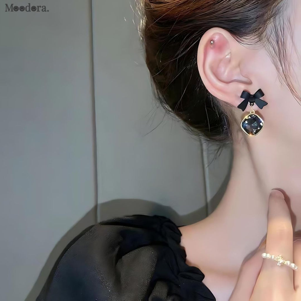 Moodora Bow Shape Korean Earrings – Elegant Chic Design