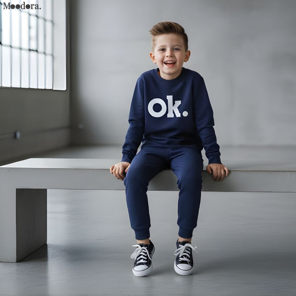 Moodora Kids OK Printed Fleece Tracksuit Set