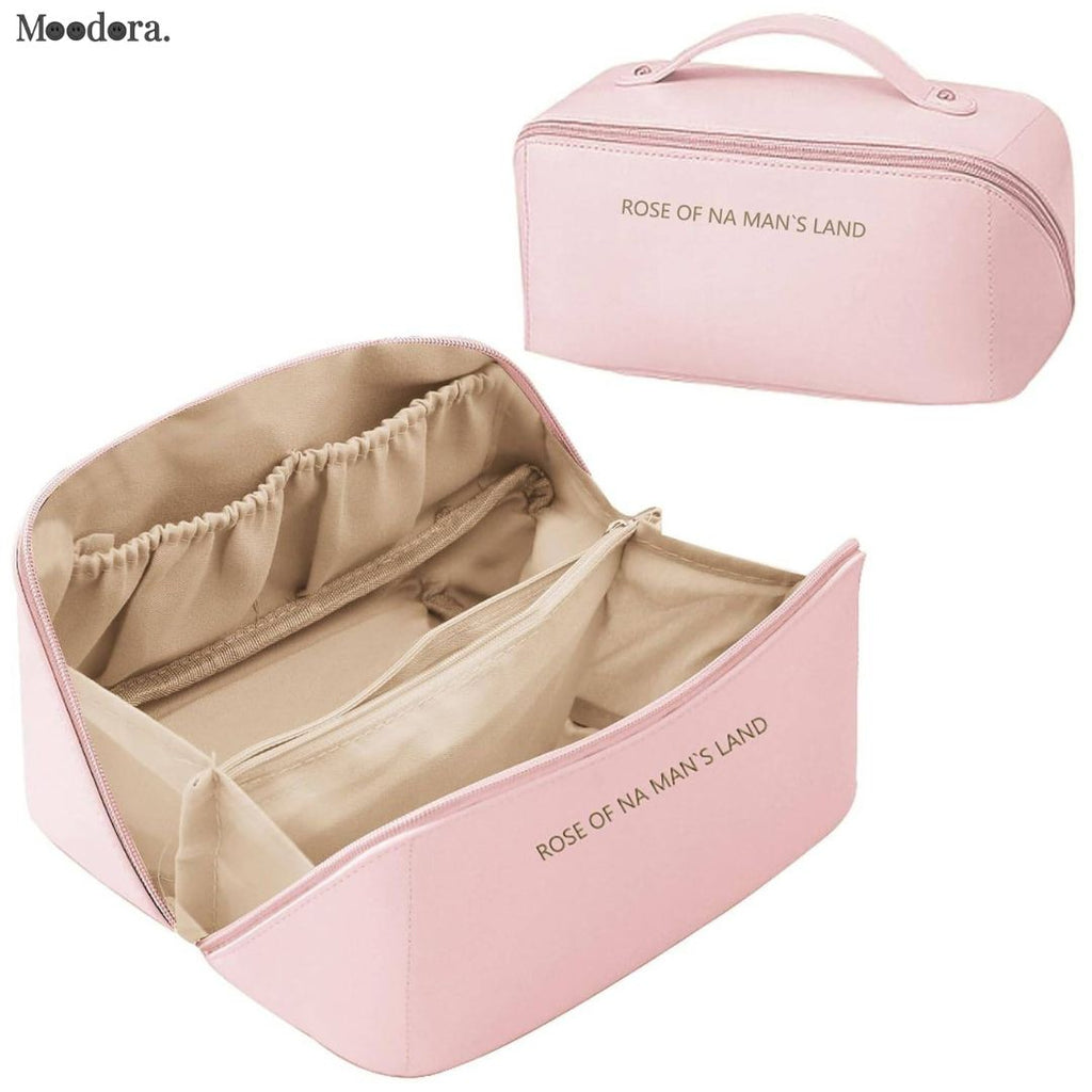 Moodora Large Capacity Leather Travel Cosmetic Bag