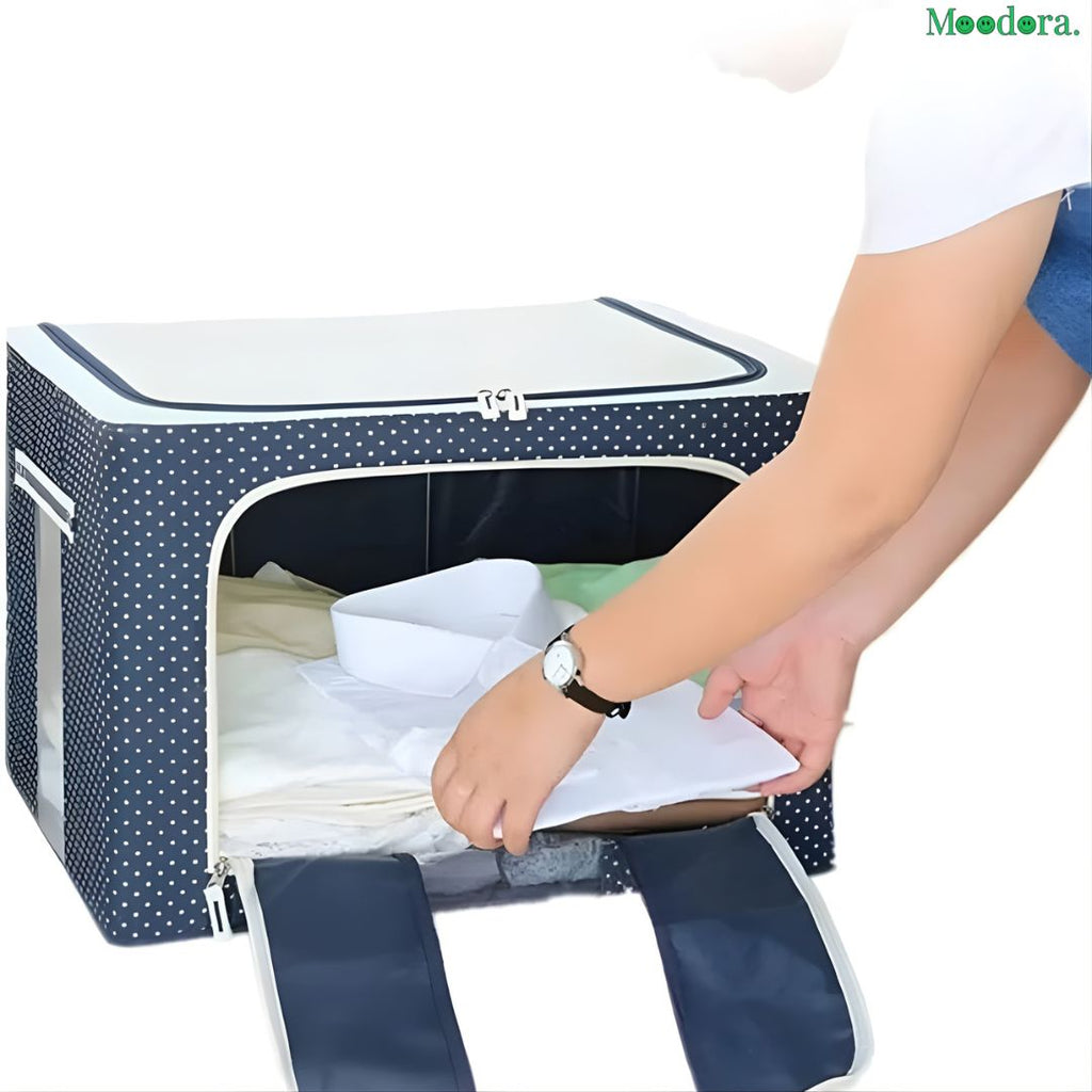 Moodora Foldable Metal Frame Clothes Storage Organizer Bag
