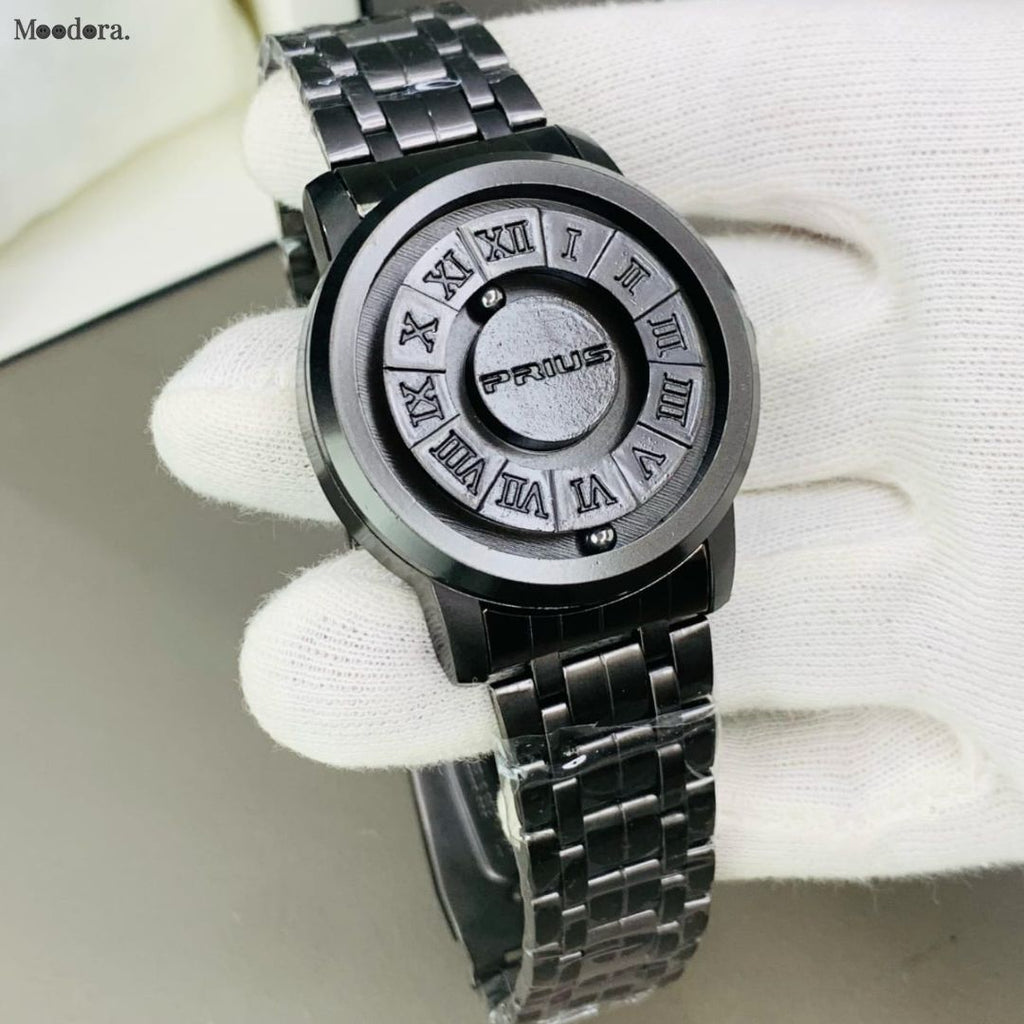 Moodora Black Magnetic Ball Watch – Stainless Steel (With Box)