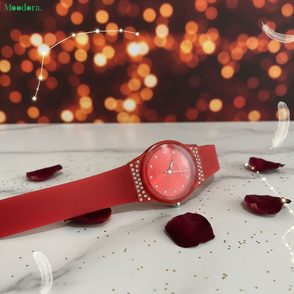Moodora Ladies Stylish Rubber Strap Watch – Elegant Women’s Wrist Watch