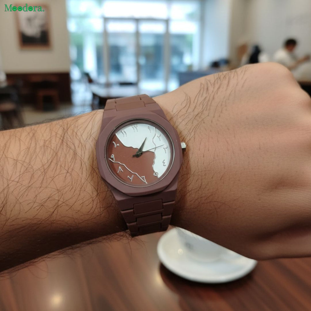 Moodora Brown White Aura Watch – Elegant Stylish Design