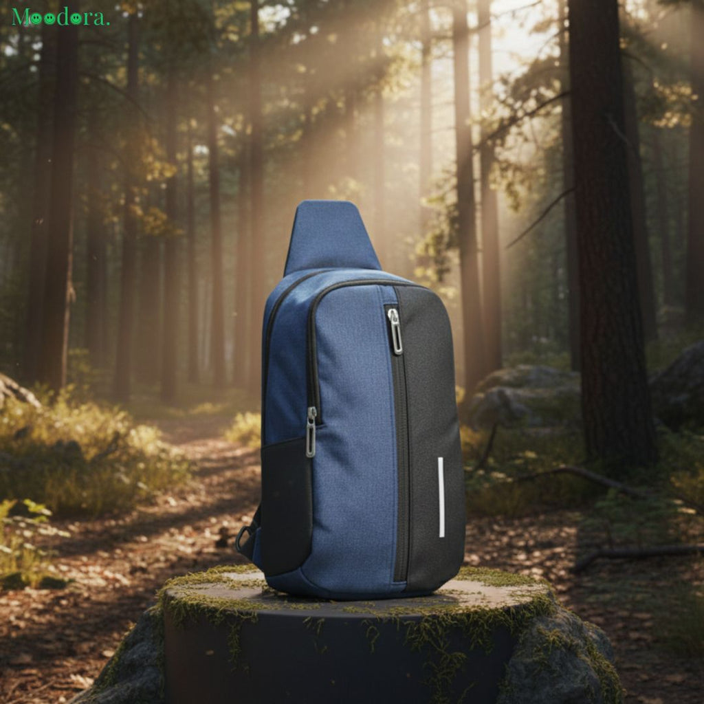Moodora Blue & Black Sling Backpack