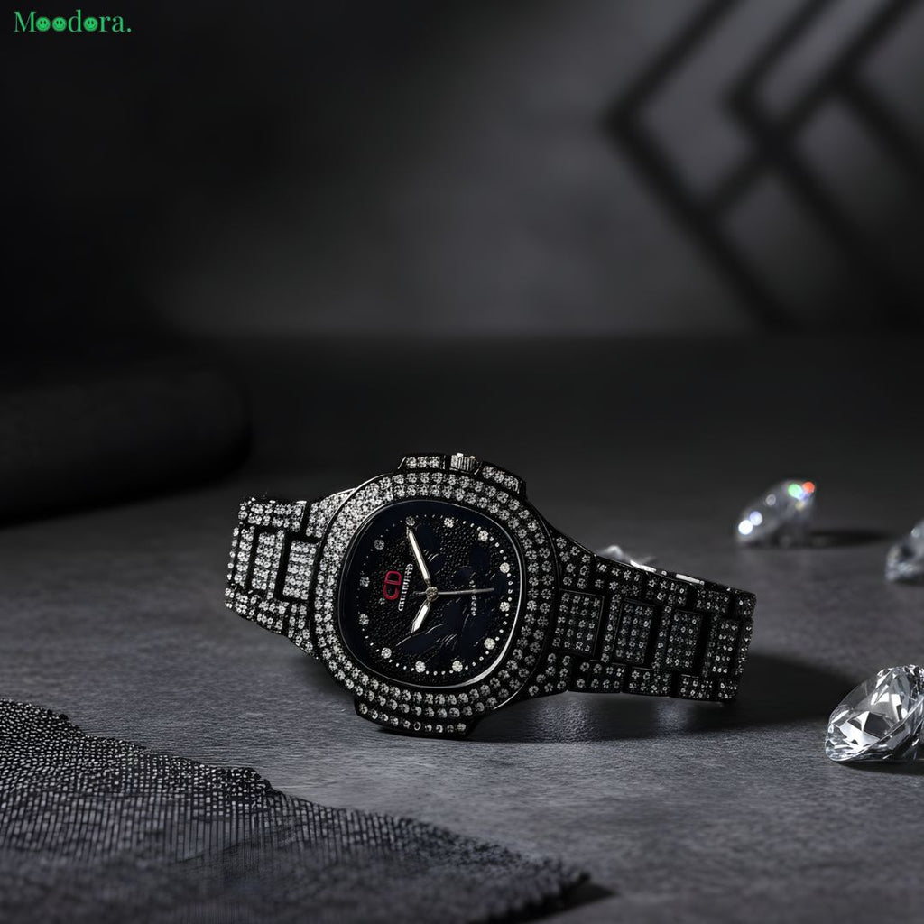 Moodora Two-Toned Iced Out Women’s Quartz Watch (Without Box)