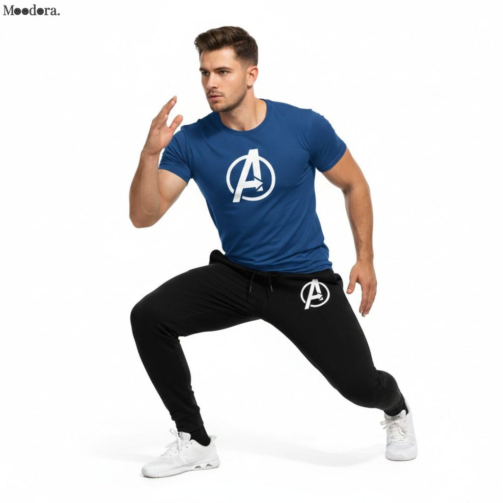 Moodora Men’s Casual T-Shirt &amp; Trouser Set – Gym &amp; Daily Wear