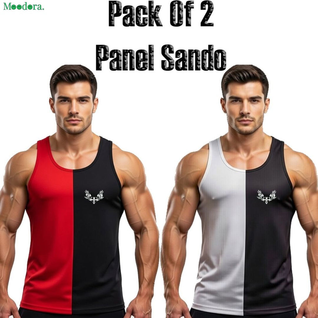 Moodora Men’s Printed Tank Sando – Pack of 2