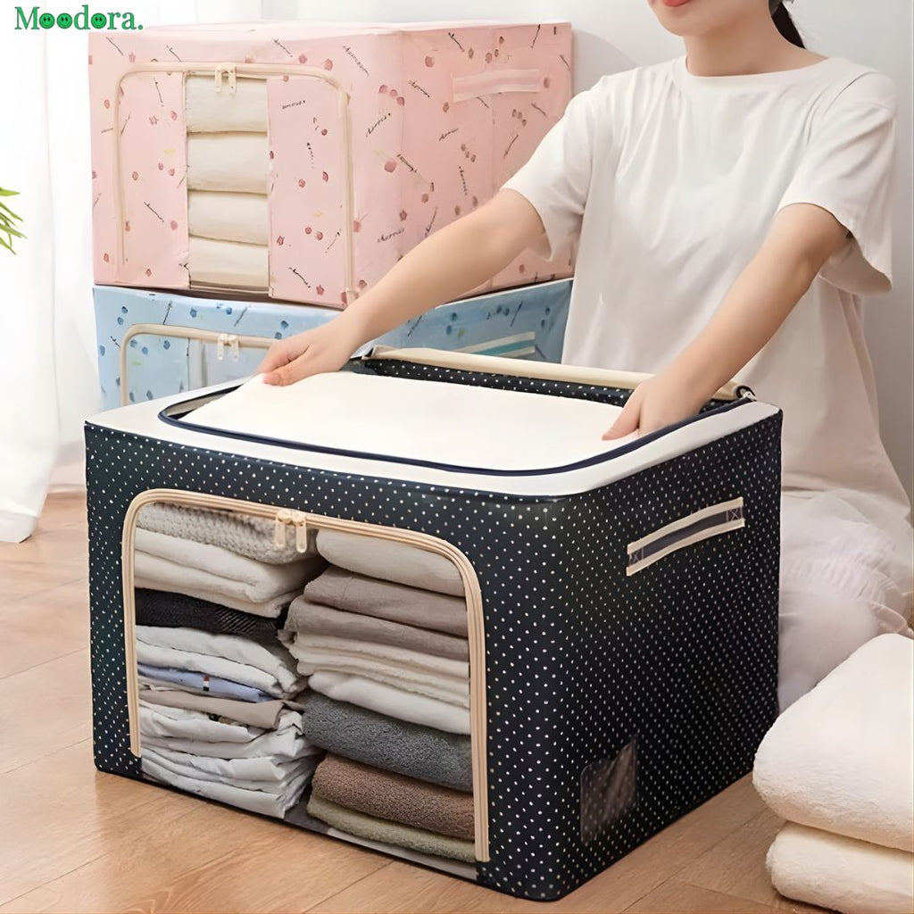 Moodora Foldable Metal Frame Clothes Storage Organizer Bag