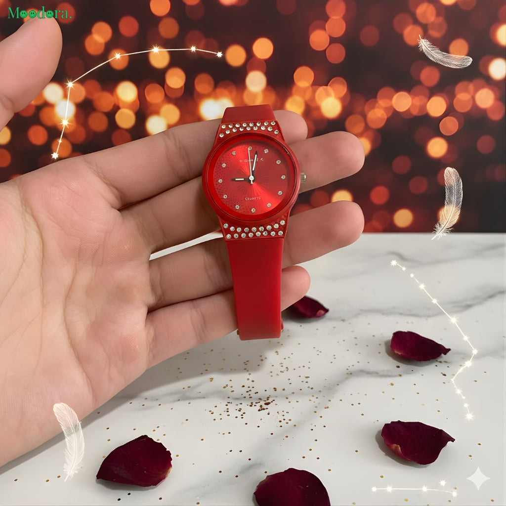 Moodora Ladies Stylish Rubber Strap Watch – Elegant Women’s Wrist Watch