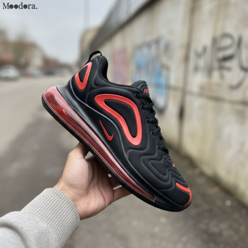 Moodora Air Max 720 Style Sneakers – Black & Red Comfortable Sport Shoes