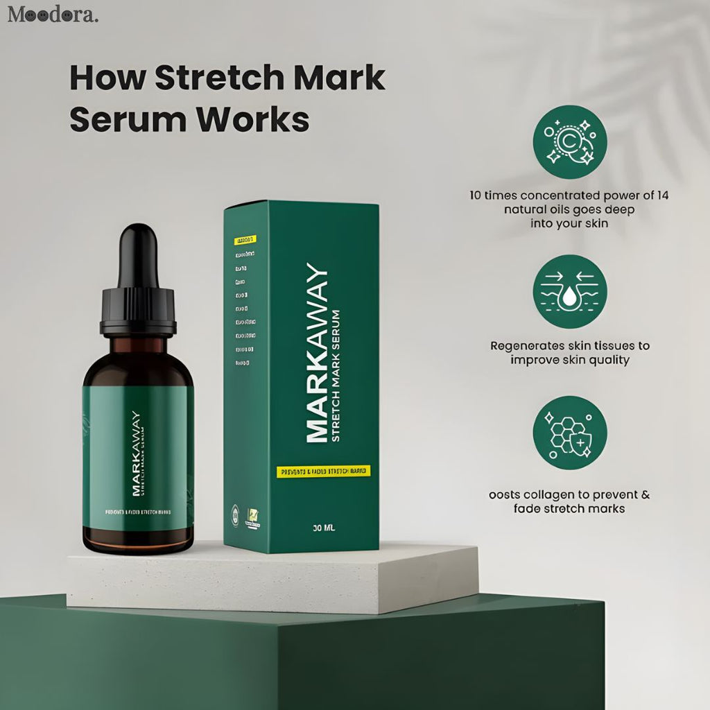 Moodora Markaway Stretch Mark Serum – Herbal Skin Repair Elasticity Formula (30ml)