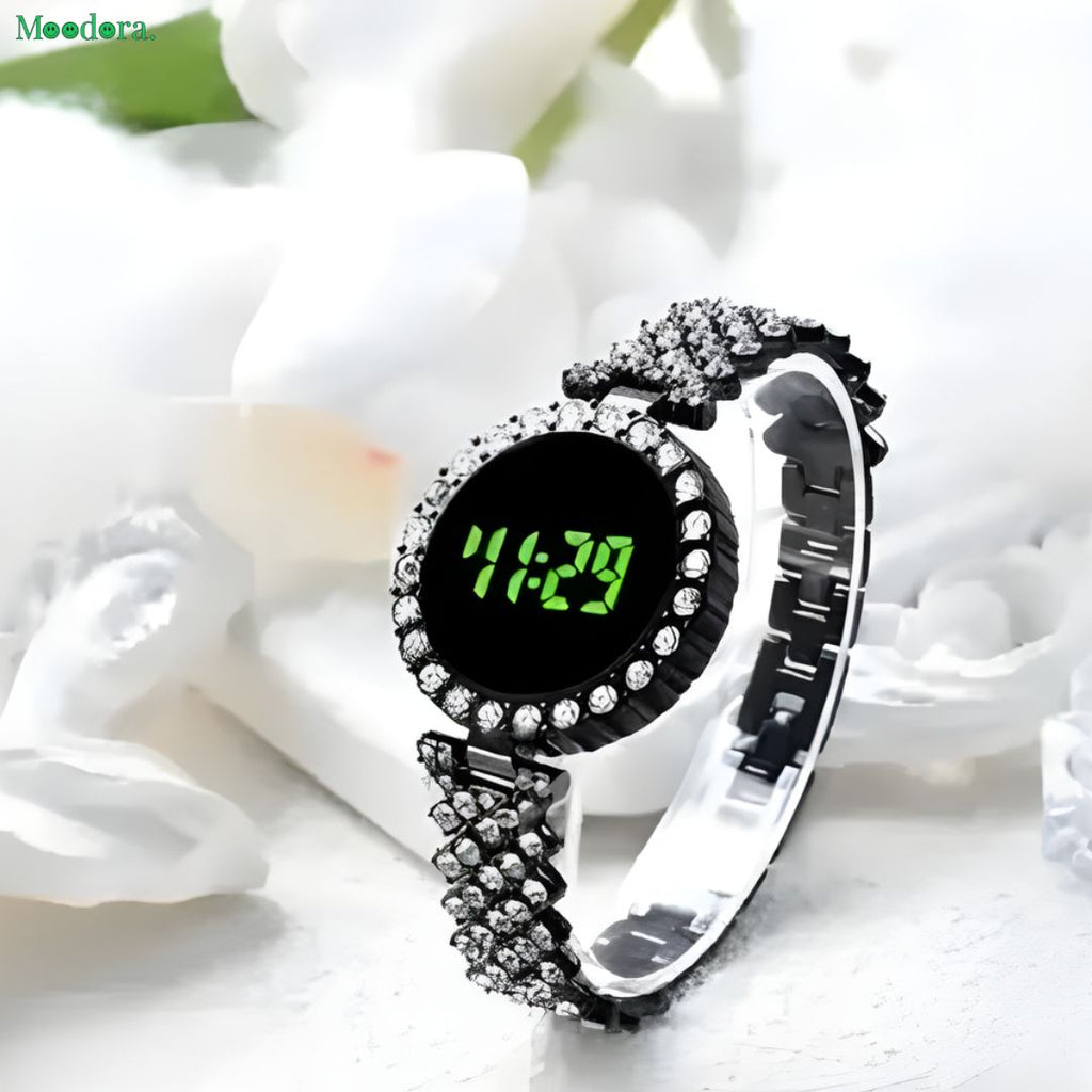 Moodora Ladies Round Dial Digital Watch – Elegant &amp; Comfortable
