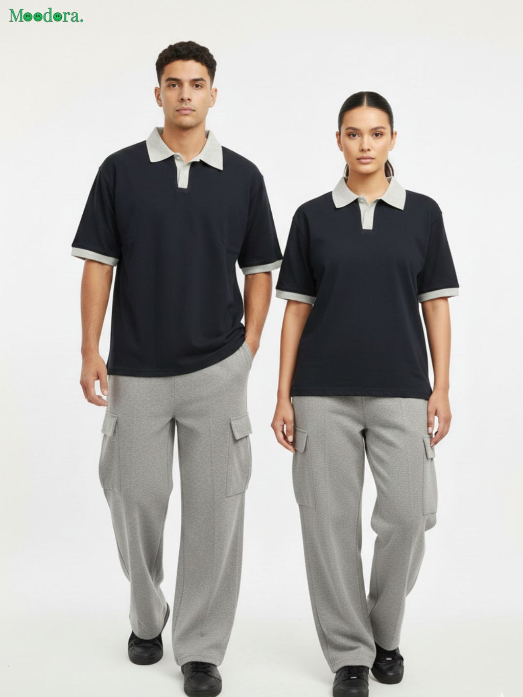 Moodora Men & Women Stylish Track Suit – Polo T-Shirt & Cargo Trouser Set