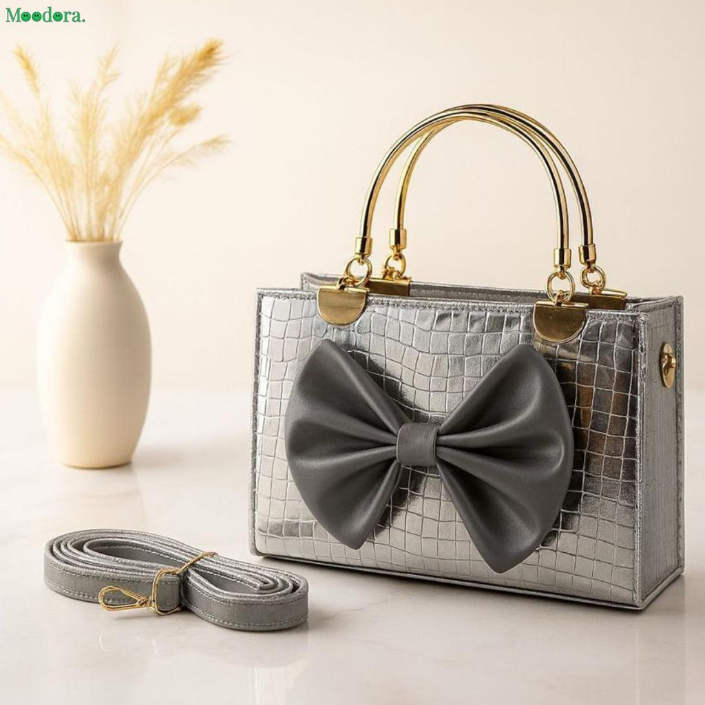 Moodora Crocodile Bow Handbag – Elegant &amp; Durable Design