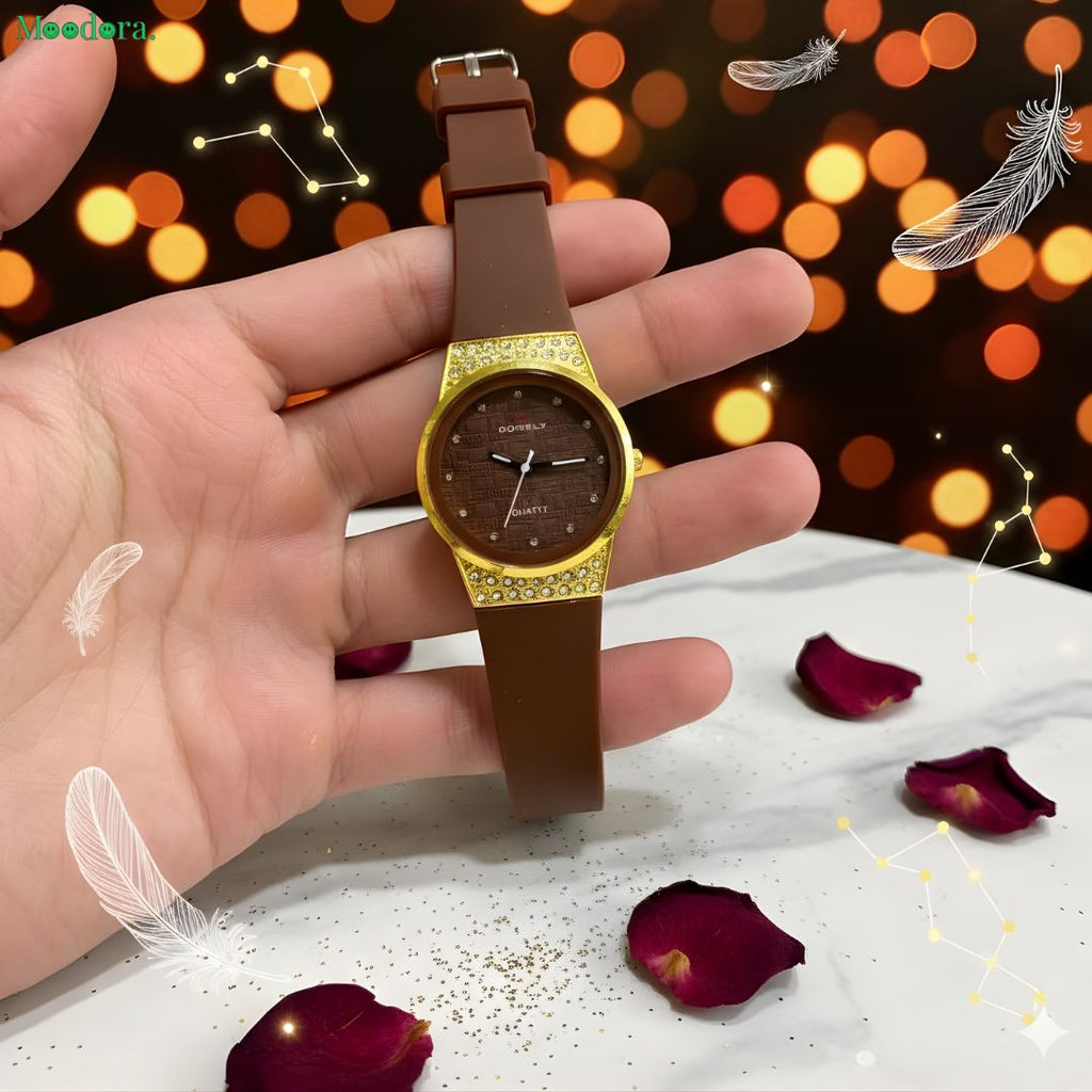 Moodora Ladies Stylish Rubber Strap Watch – Elegant Women’s Wrist Watch